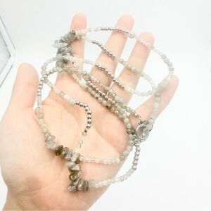 Kinsley Armelle Elegant Smoky Quartz Gemstone Beaded Wrap Necklace Bracelet